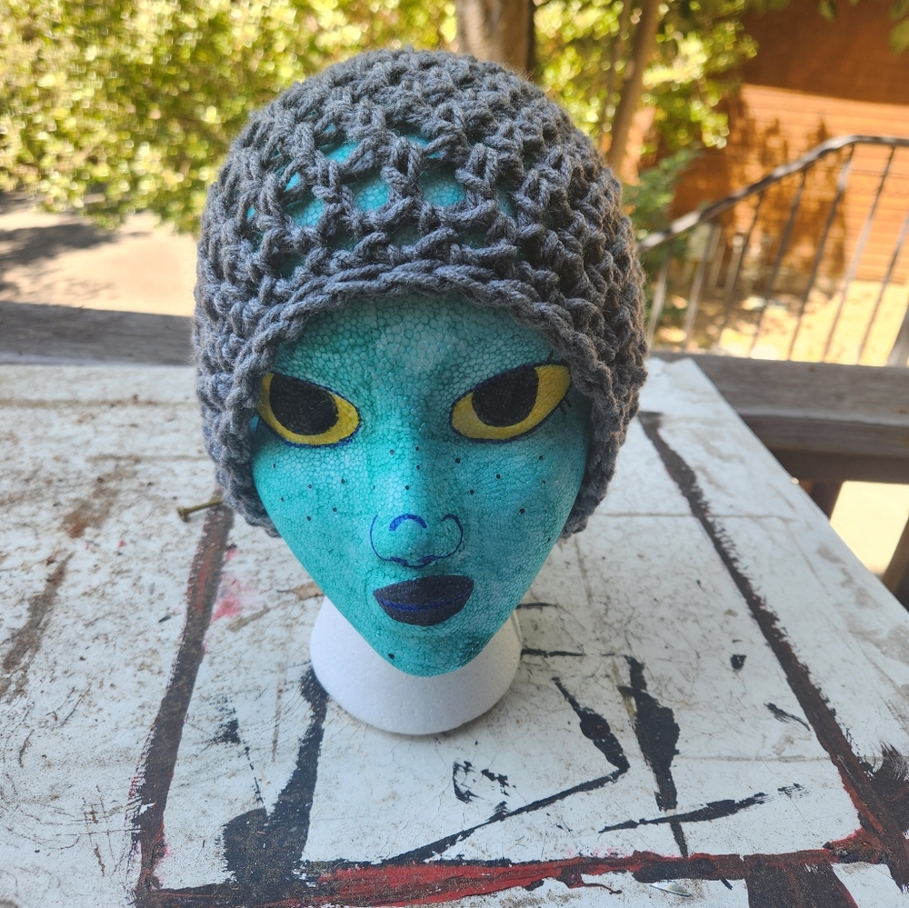 Handmade gray beanie small